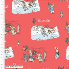 Peter Rabbit The Most Wonderful time of The Year Christmas Cotton Fabric