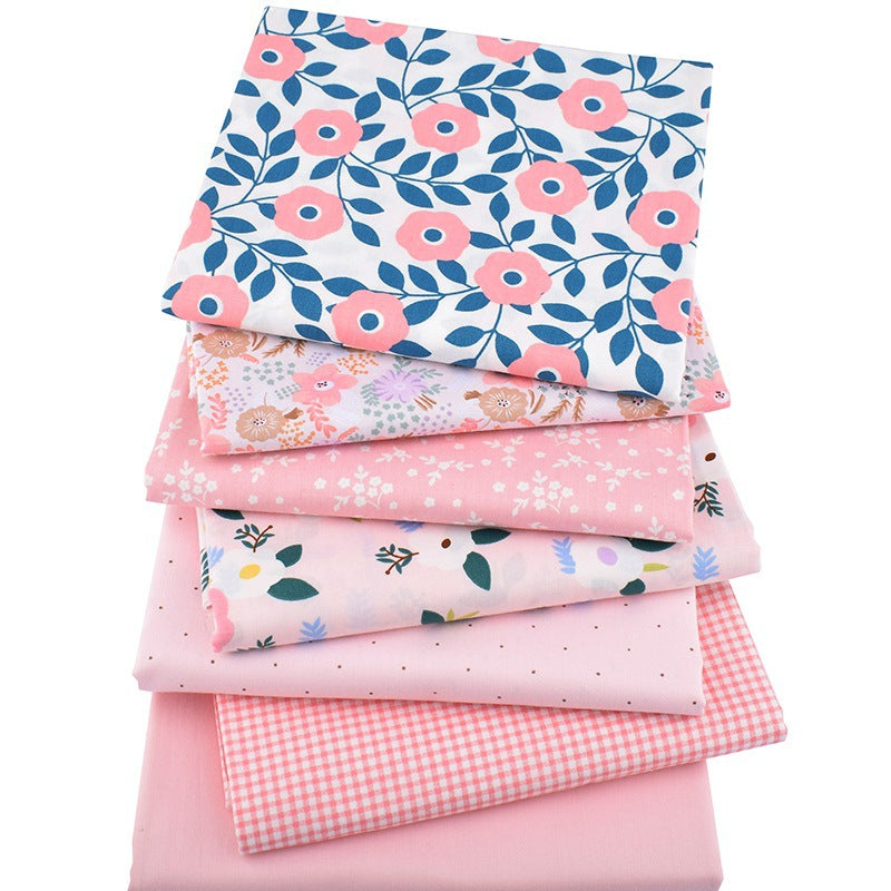 CraftsFabrics 7pcs/Lot Pink Green Floral Printed Cotton Fat Quarters Bundle