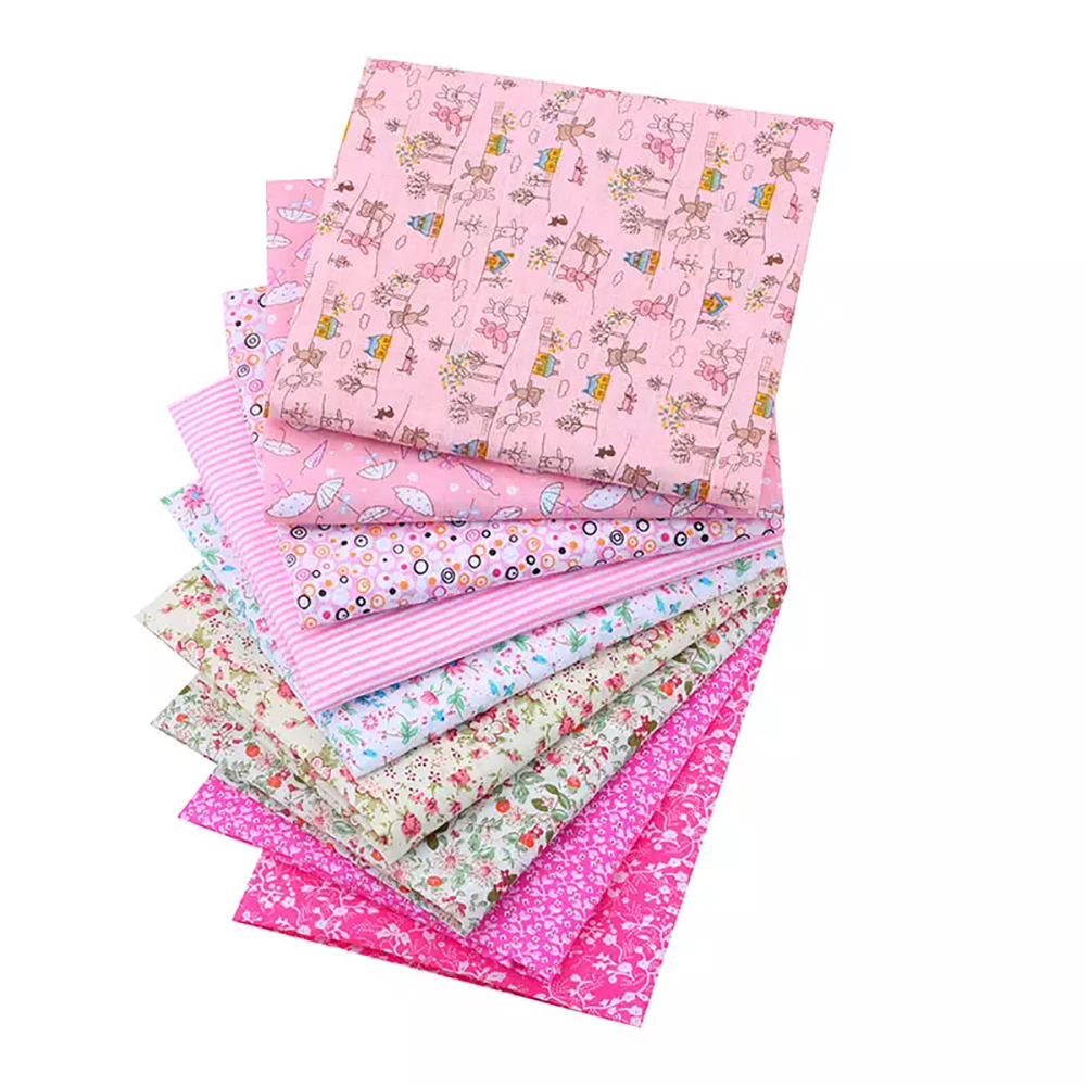 CraftsFabrics 9pcs 50cmx50cm Floral Fat Quarters Fabric Bundles 100% Cotton
