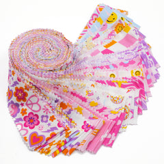 CraftsFabrics 20pcs 2.5" Dreamy Pink Floral Jelly Rolls Fabric Strips for Quilting
