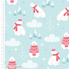 Polar Pals Polar Bears Christmas Fat Quarters Craft Cotton Co