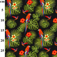 Rose & Hubble Aloha Hawaiian Parrots Birds Floral Print Fabrc (CP0760)