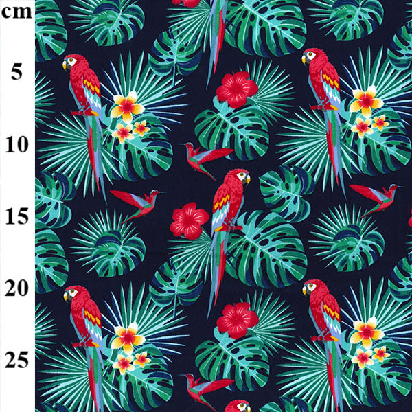 Rose & Hubble Aloha Hawaiian Parrots Birds Floral Print Fabrc (CP0760)
