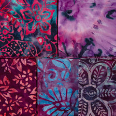 Purples Bali Batik Colour Moods Fat Quarter Bundle - 5 Fat Quarters, 100% Cotton