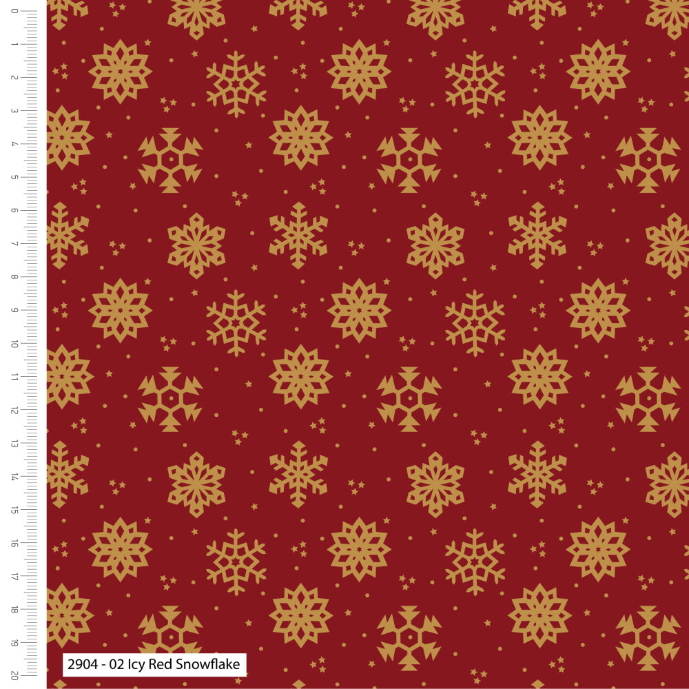Red Snowflake Metallic Christmas Cotton Fabric