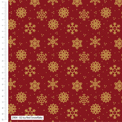 Red Snowflake Metallic Christmas Cotton Fabric
