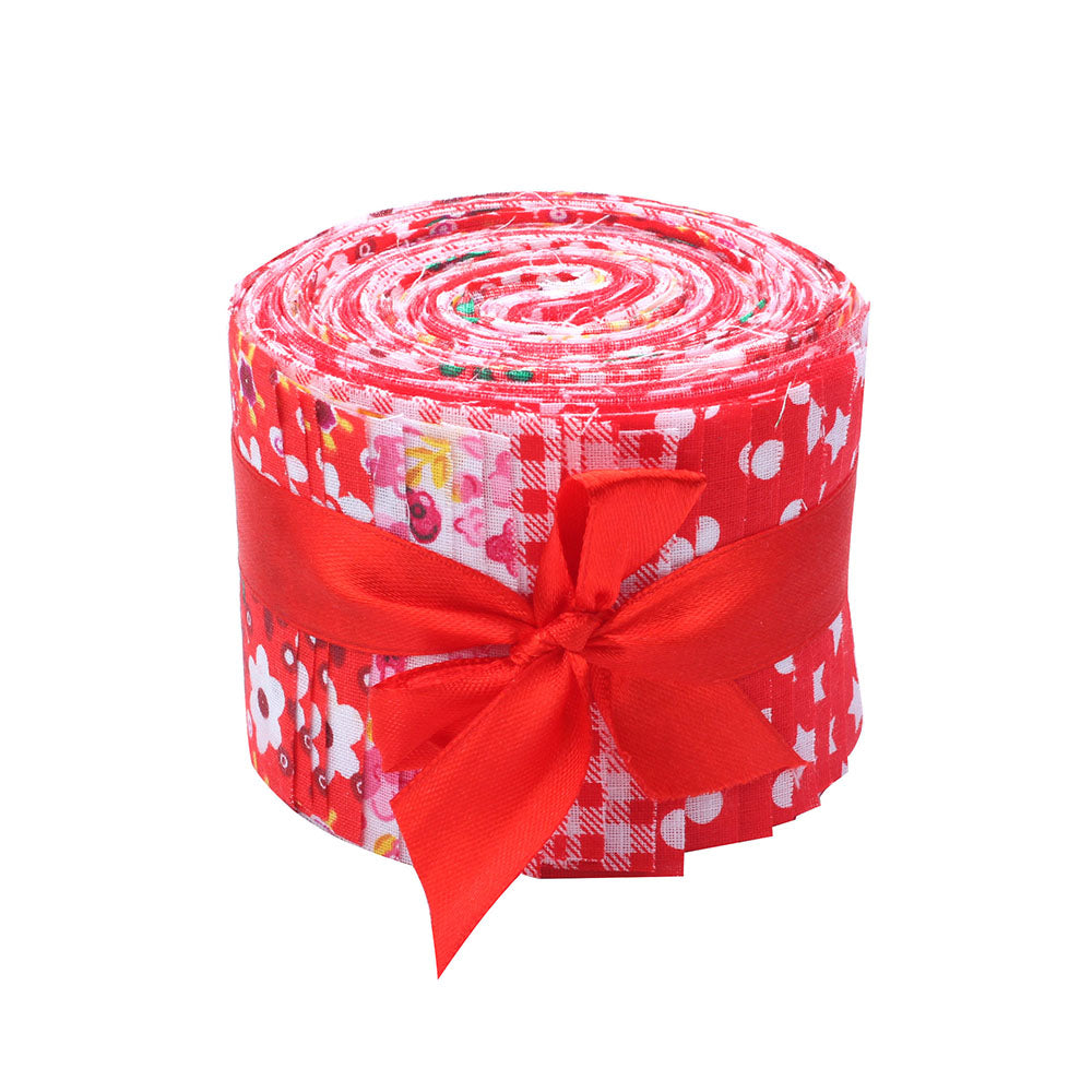 CraftsFabrics Jelly Rolls CraftsFabrics 20pcs Floral Jelly Rolls Strips Fabric for Quilting - Black