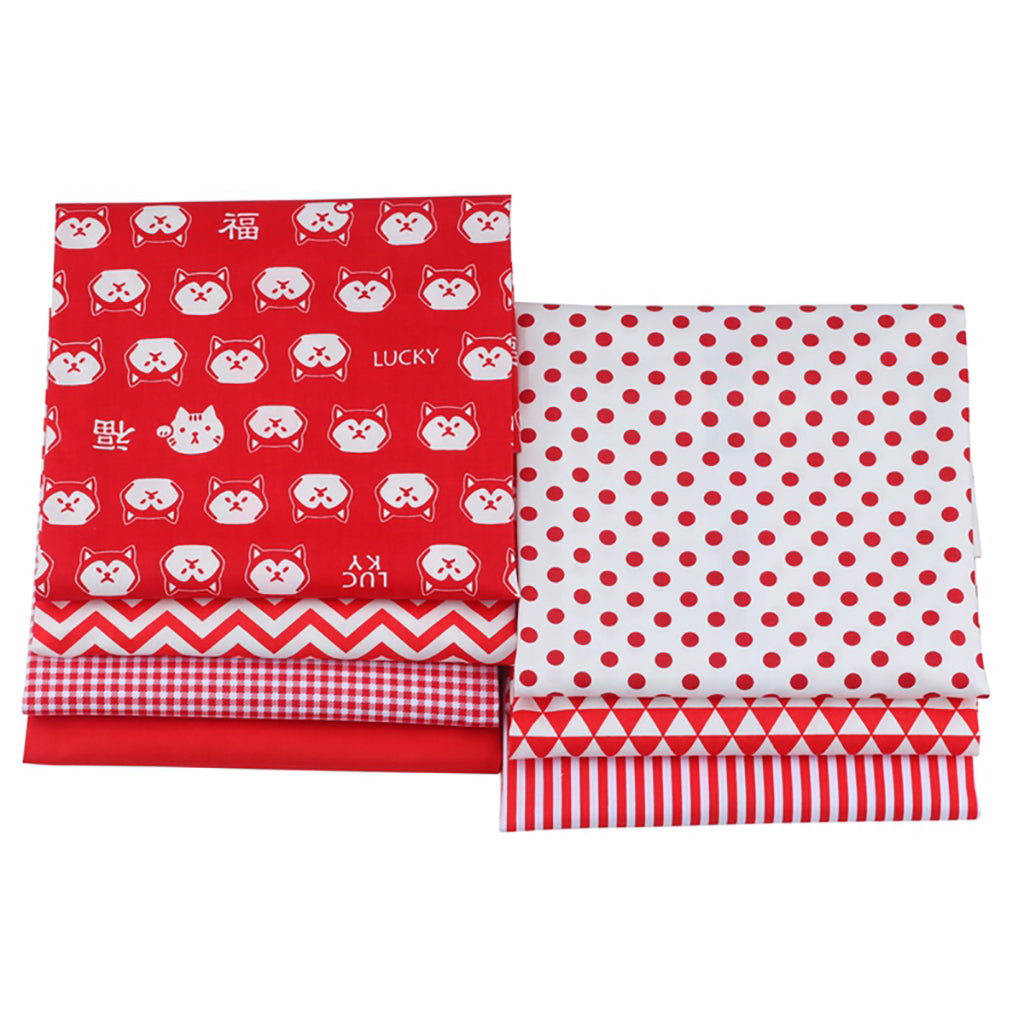 Children's Red and White Printed Cotton Fat Quarters