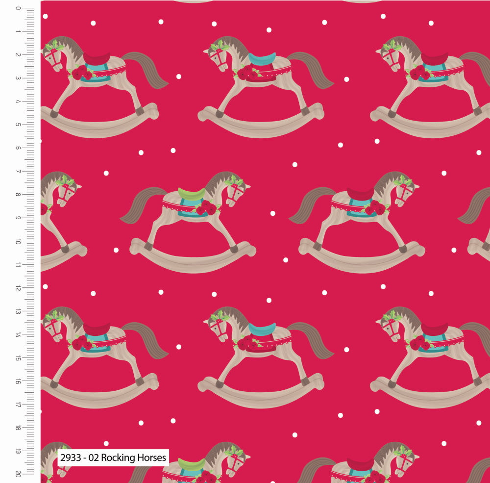 Rocking Horses Christmas Cotton Fabric