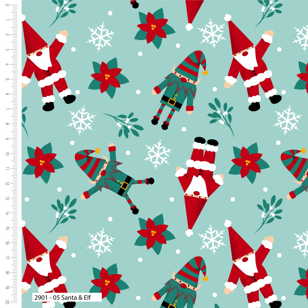 Gnome Santa Elf  Christmas Fat Quarters 