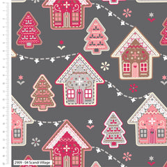 Scandi Village Gingerbread Christmas Cotton Fabric