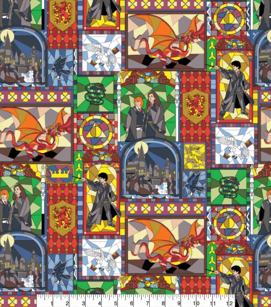 Harry Potter Stained Glass Cotton Fabric