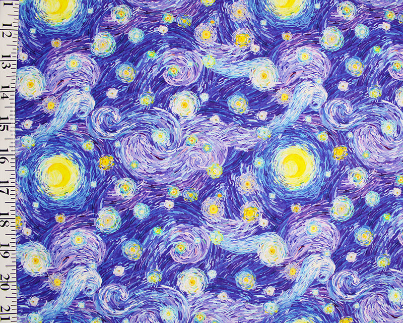 Little Johnny - Starry Skies Cotton Fabric, Blue