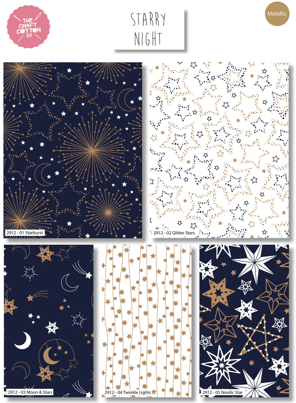 Metallic Christmas Cotton Fabric Starry Night Fabric