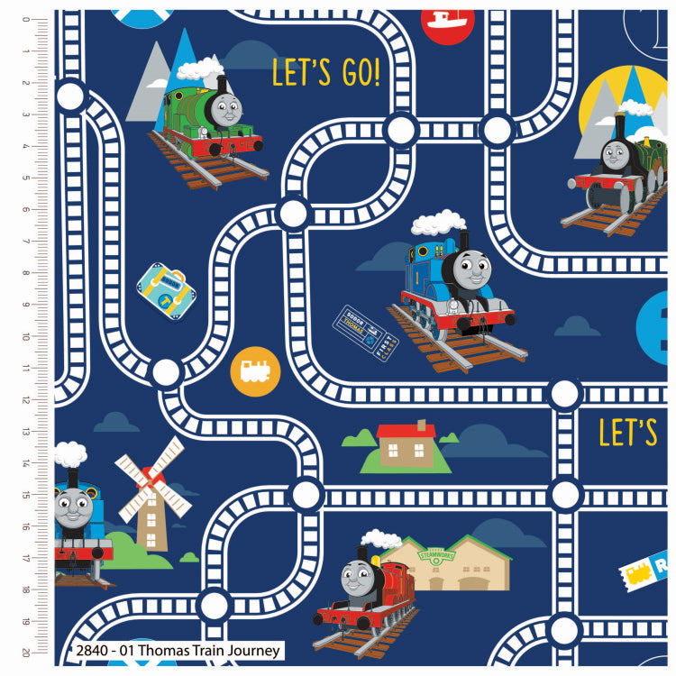 Craft Cotton Company Explorers Train Journey Thomas & Friends Fabric 