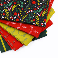 Traditional Christmas Fat Quarters Fabric Bundle, Multicolored, Pack of 5 - 100% Cotton