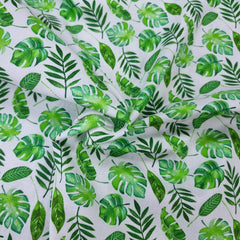 Tropical Green Palam Leaves Cotton Quilting Fabric