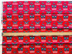 Tropical Butterflies Cotton Fat Quarter Fabric on a Red Background