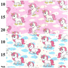 Rose & Hubble Unicorns Clouds 100% Cotton Poplin Fabric, Pink, Ivory