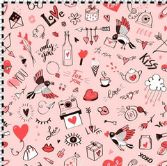 Little Johnny Doodle Love Hearts Fabric, Pink (910166)