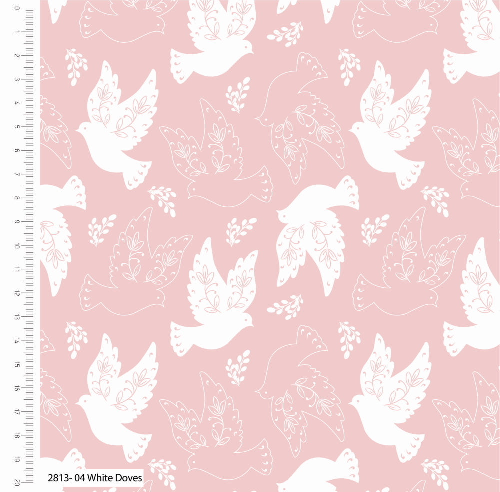 Craft Cotton Company Love & Romance White Doves Cotton Fabric 
