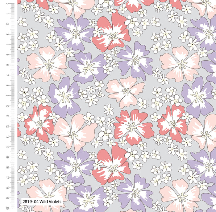 Craft Cotton Company Crafty Lass Petal & Pip wild Violets Floral  Fabric