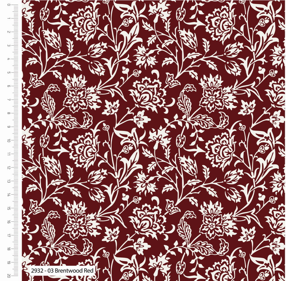 Winter Garden Brentwood Red William Morris Cotton Fabric