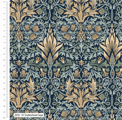 Craft Cotton Company Winter Garden Snakehead Sage William Morris Cotton Fabric