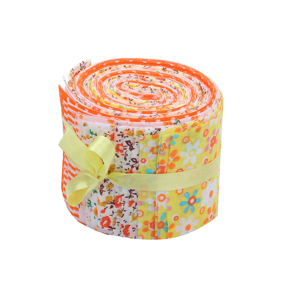 CraftsFabrics Jelly Rolls CraftsFabrics 20pcs Floral Jelly Rolls Strips Fabric for Quilting - Black